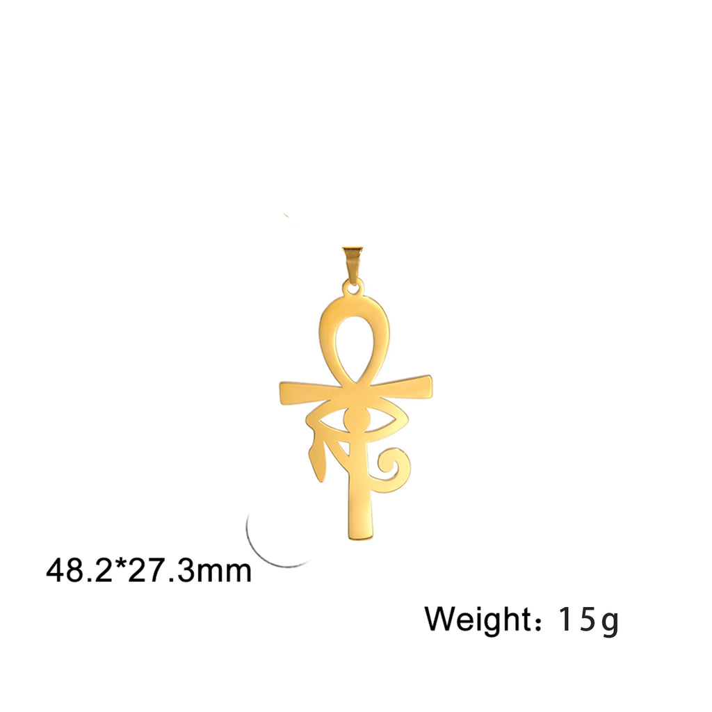LIKGREAT Egyptian Ankh Cross Egypt Eye Pendant for Necklace Earrings Stainless Steel Eye of Horus Charms for Jewelry