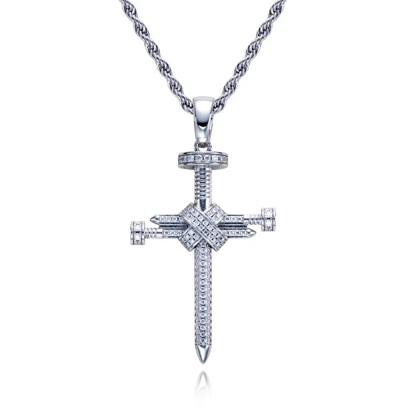 Iced Out Cross Pendant — 925 Silver