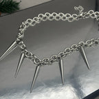 Gothic Large Spike Rivet Chunky Chain Necklace Unisex Stainless Steel Punk Style Grunge Jewelry Accessory for Women Men
