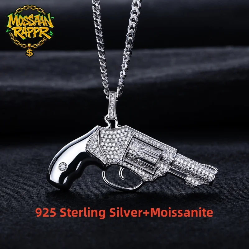 Iced Out Pistol Pendant — 925 Silver