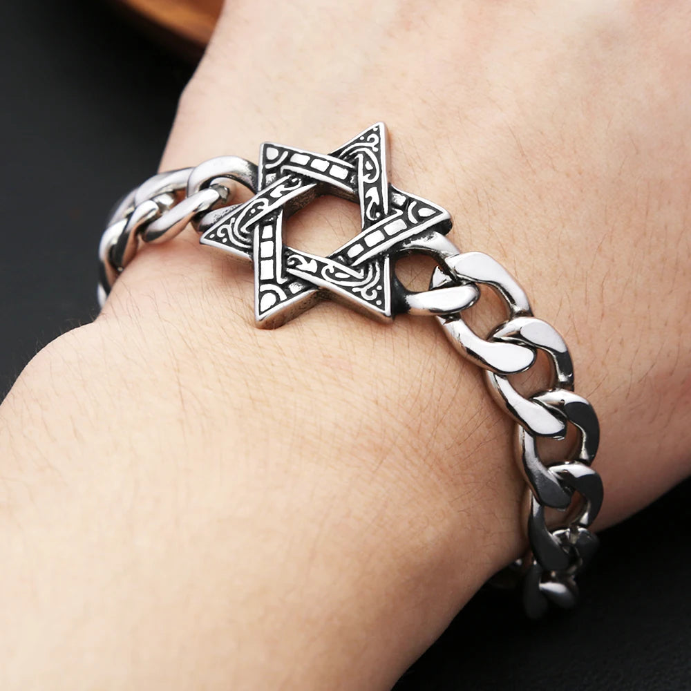 Star of David Chain Bracelet — Stainless