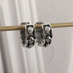 Gothic Spiked Hoop Earrings Small Textured Huggie — Two-Tone