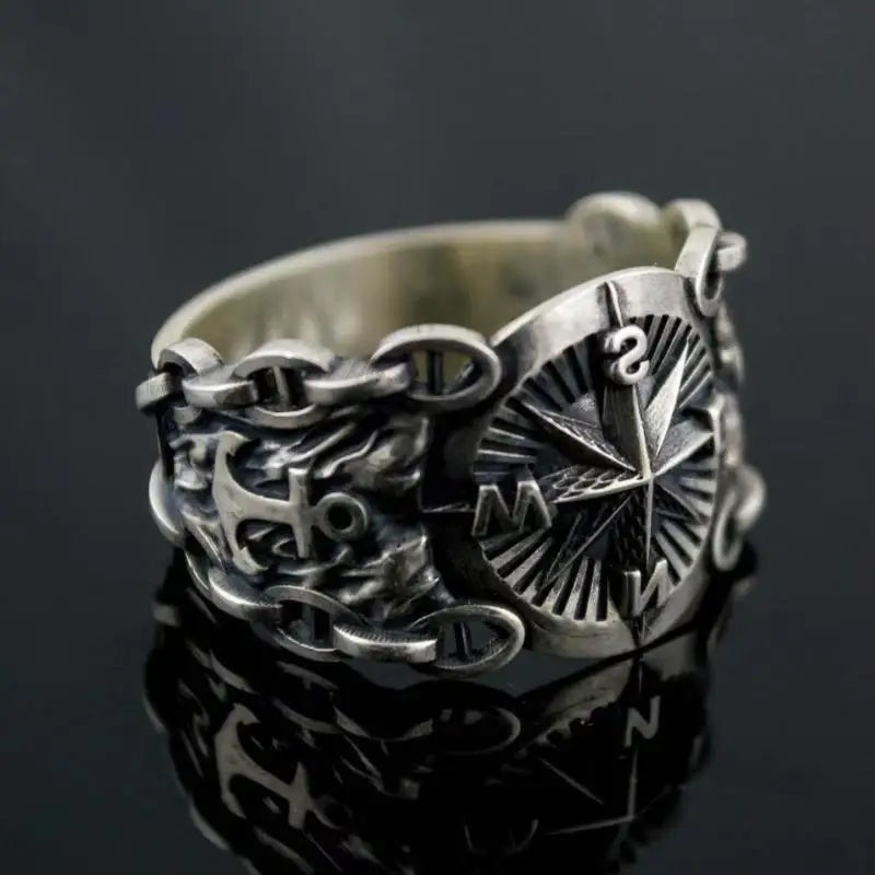 Vintage Northern Pirate Viking Compass Marine Ring Amulet Rings for Men Women Nordic Luxury Personality Jewelry