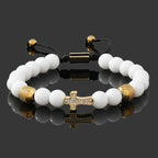 Crown, Leopard, Cross & Skull Beaded Bracelet — 8mm Adjustable