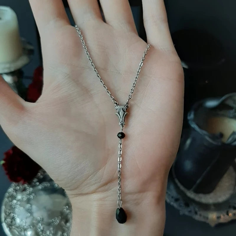Victorian Rosary Crystal Necklace - Witchy, Vampire, Protection, Crystals, Alternative, Goth, Gothic, Romantic,