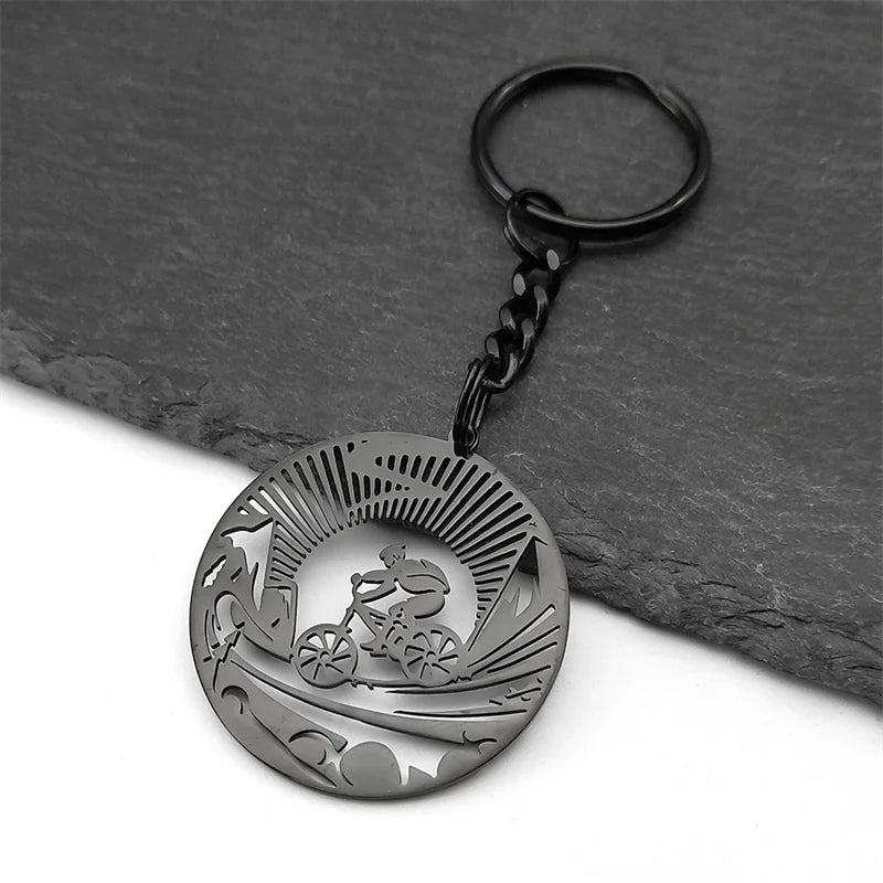 Key Steel Pendant Bicycle Sports Bikers Hollow