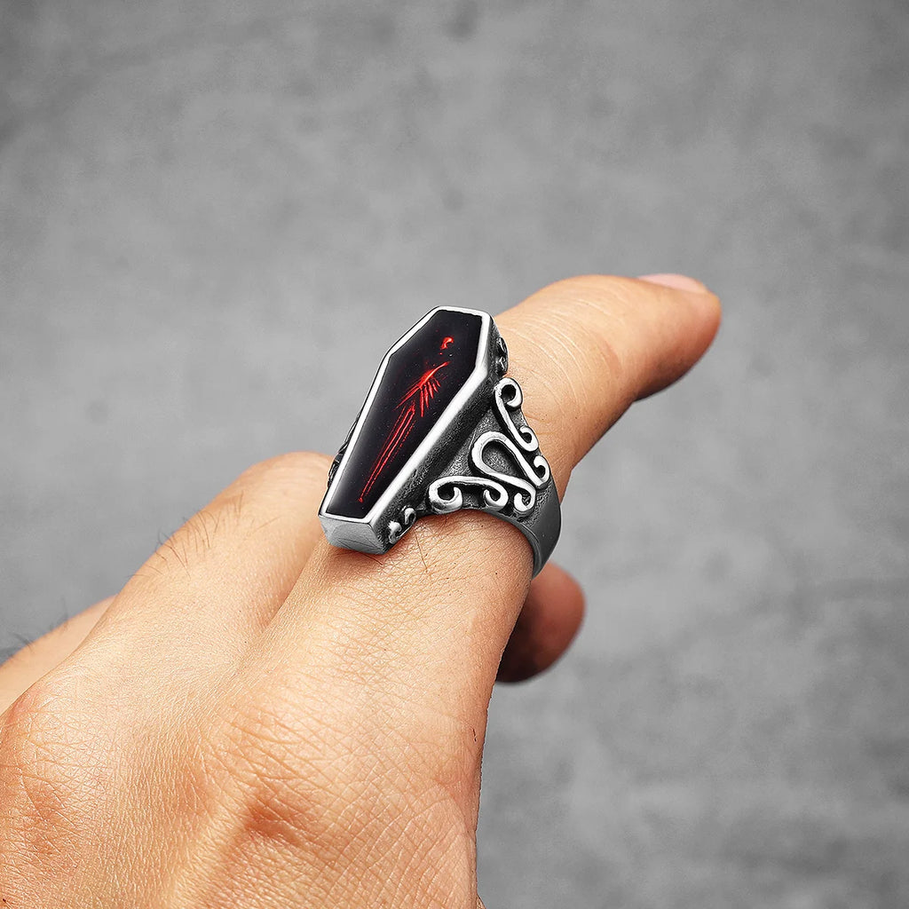 Gothic Vampire Coffin Ring — Stainless Steel