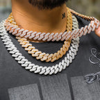925 Silver Cuban Chain Necklace Iced Out 10-20MM
