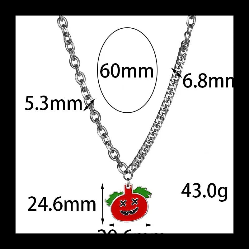 Ghost Pumpkin Pendant Necklace — Stainless