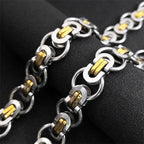 Hiphop Byzantine Round Link Chain Necklace for Women Men Gold Color Stainless Steel Male Thick Chains Jewelry collar