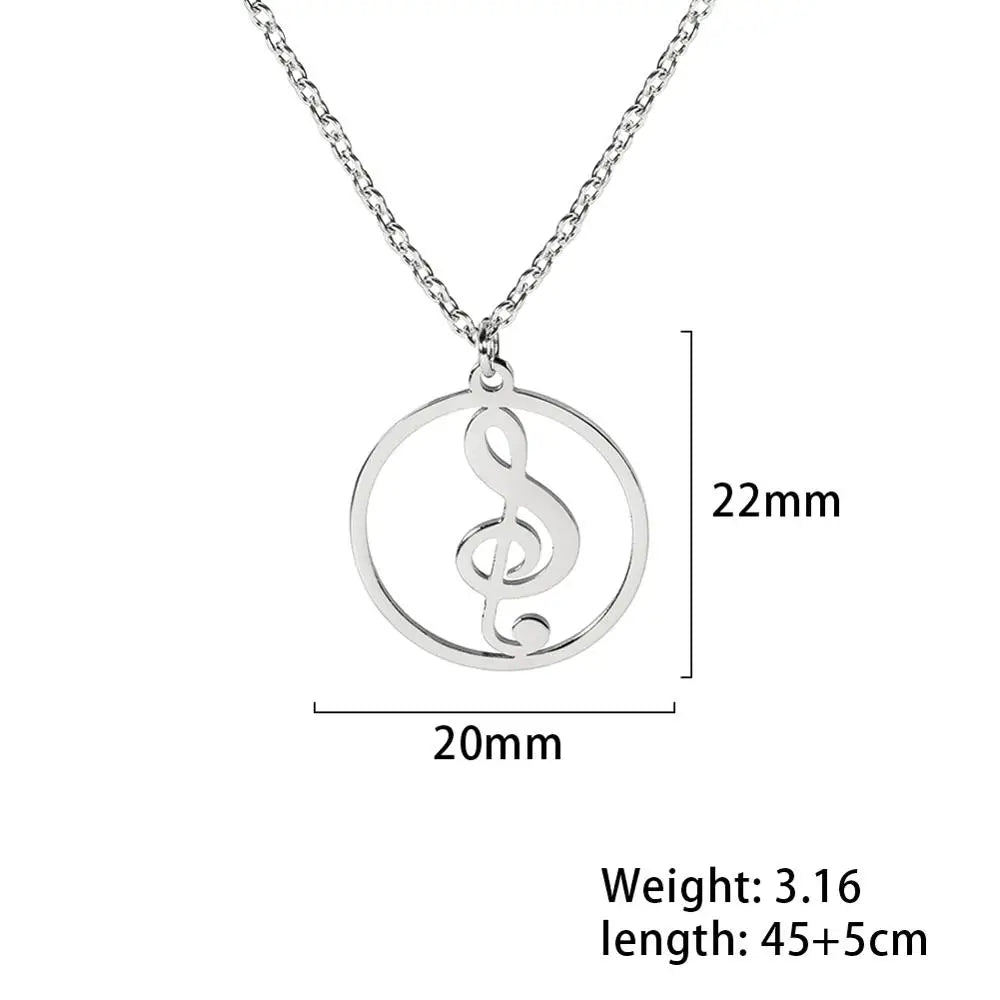 Music Necklace Treble Clef Note Chain Musical Symbol Staff Notation Gift For Woman Men Stainless Steel Pendant Jewelry