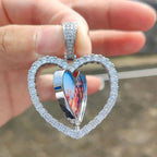 Iced Out Heart Photo Pendant Necklace