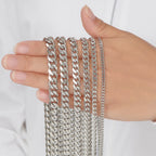 Cuban Link Chains Stainless Steel Classic Men Boy Curb Chunky Silver Color Necklace 3.6mm to 11mm 14 to 30 Inches