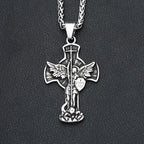 Archangel Wing Cross Stainless Steel Pendant Necklace