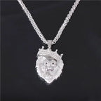 The Lion Head Alloy Men's Necklace Personality Crown Lion Hip Hop Rock Pendant Punk Fashion Jewelry Accessories