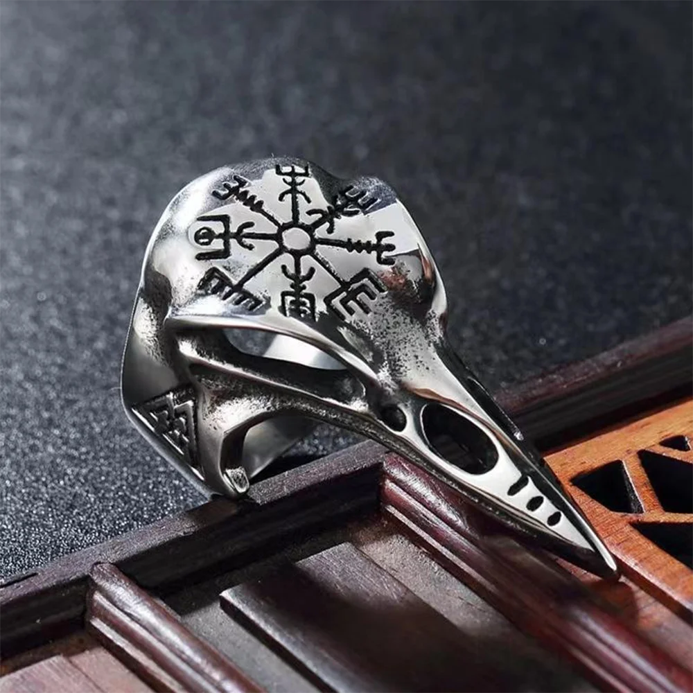 Retro Viking Bird Skull Ring — Zinc Alloy