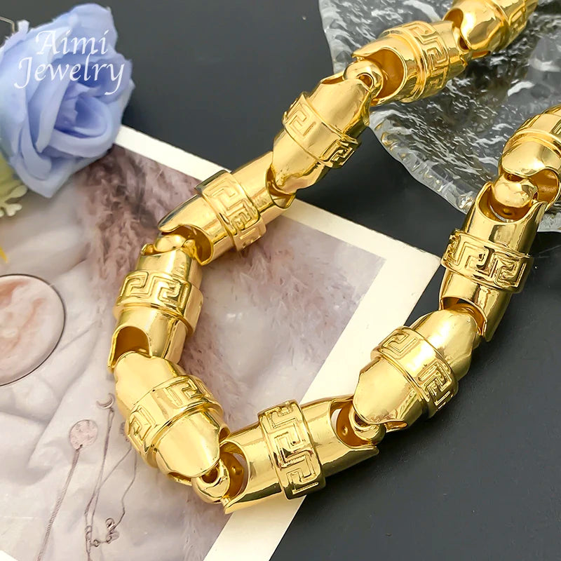 75cm Long Hip Hop Trendy 18K Gold Plating Bold Chain Necklace for Man Golden Italian Jewellry Party Banquet Birthday