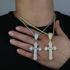 Iced Out Cross Necklace For Women Men Prong Setting Bling Micro Pave Pendant Gold Color Charm Hip Hop Jewelry