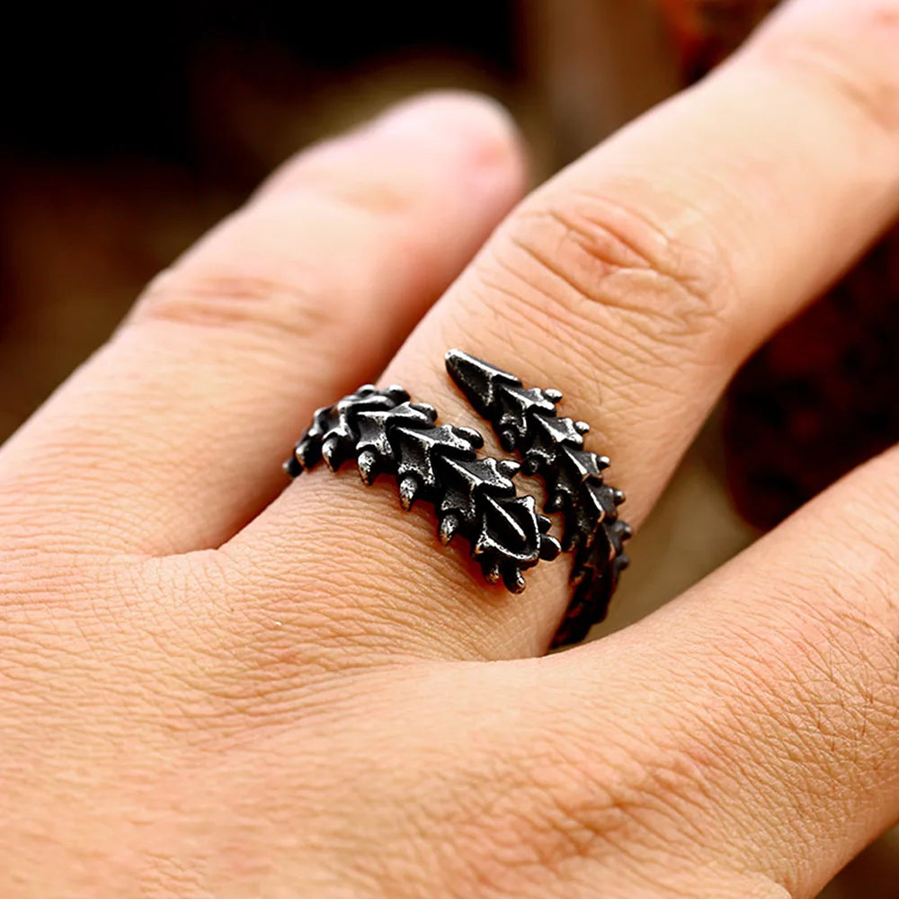 Dragon Bone Ring — Black Stainless