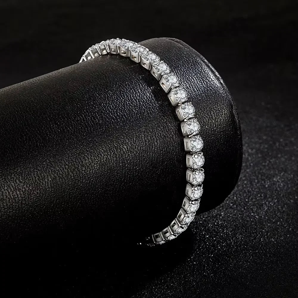 Silver Jewelry 4MM Tennis Bracelet Inlaid with Zircon, Luxury Banquet Engagement Party Gift for Women
