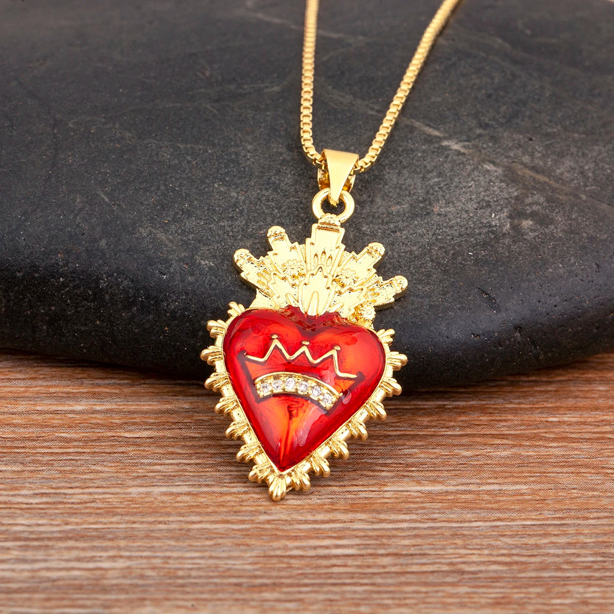 Iced Out Sacred Heart Pendant Necklace