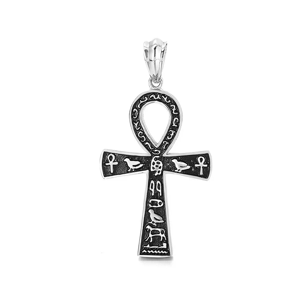 Unique Vintage Ankh Cross Necklace Unisex Stainless Steel Eye Of Horus Amulet Pendant Egyptian Jewelry Gifts