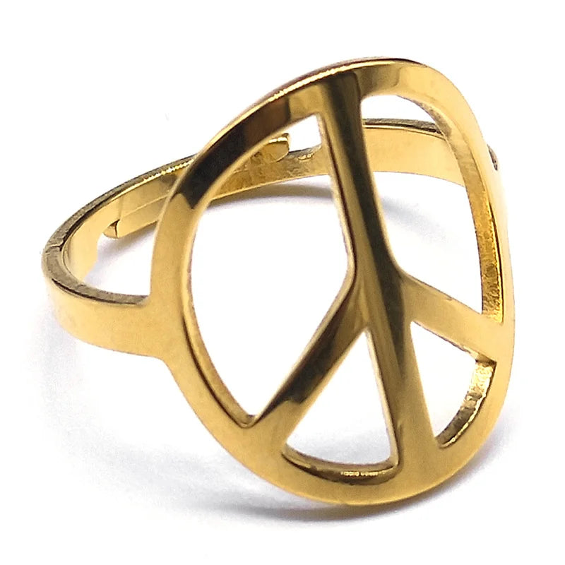 Peace Symbol Silver Ring — Stainless Steel