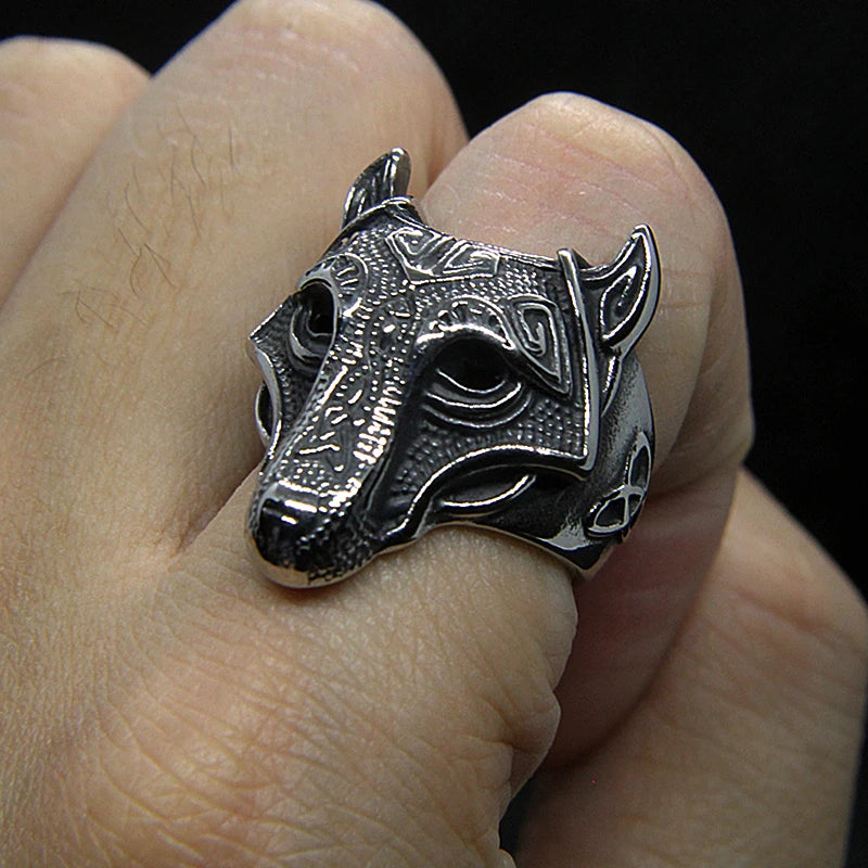 Viking Wolf Spiral Knot Amulet Ring — Stainless Steel