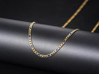 Gold Figaro Cuban Chain Necklace 3MM Stainless Steel