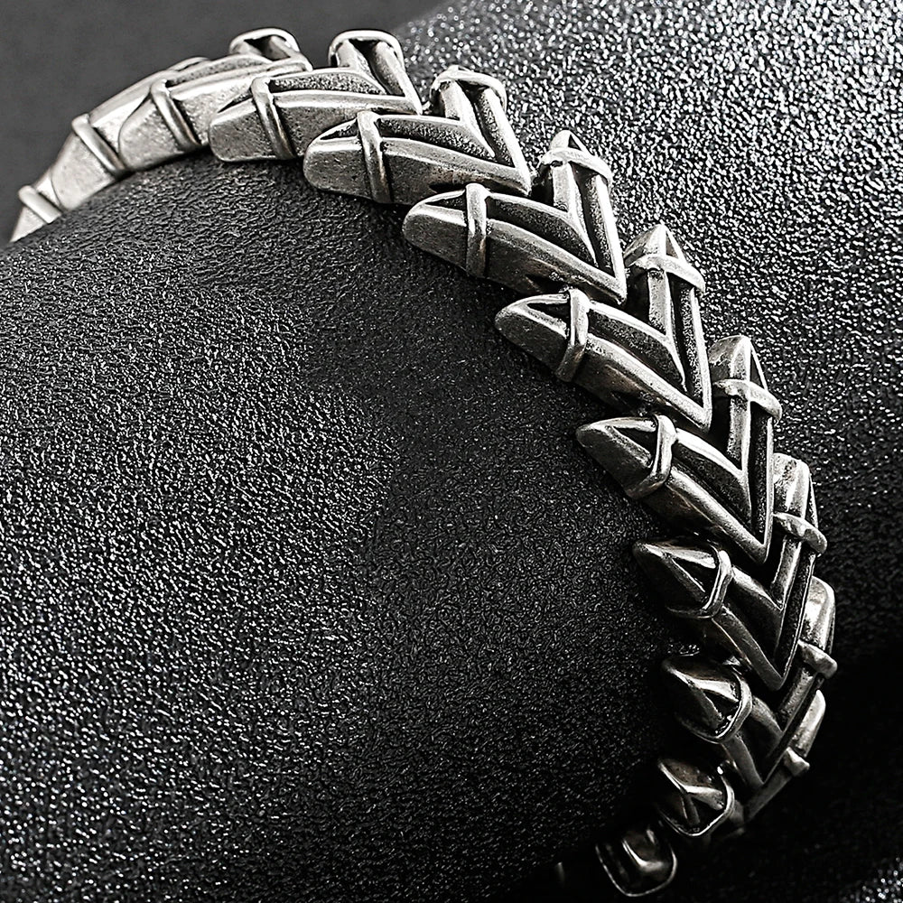 Vintage Dragon Spine Chain Bracelet Man Brushed Matte Old Silver Color Stainless Steel Viking Jewelry Punk Wristband