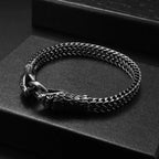 New Trend Personality Weaving Stainless Steel Metal Chain Stereo Engraving Two-headed Snake Bracelet for Men Women