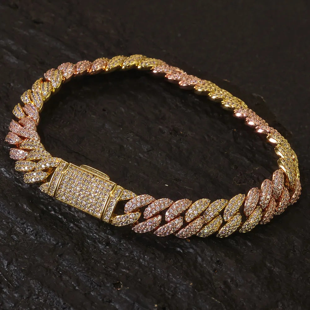 Rose Gold Cuban Chain Necklace Iced Out 10MM