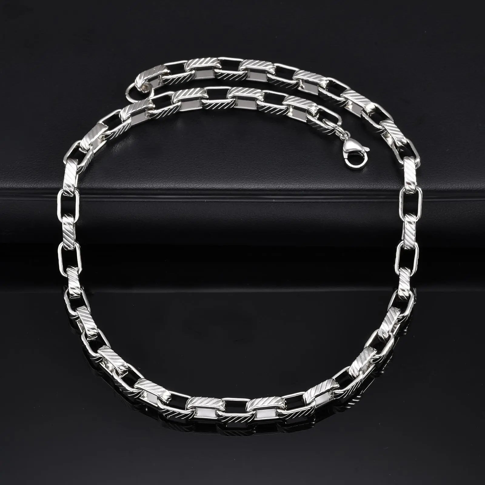 Chunky Embossed Chain Necklace — Stainless