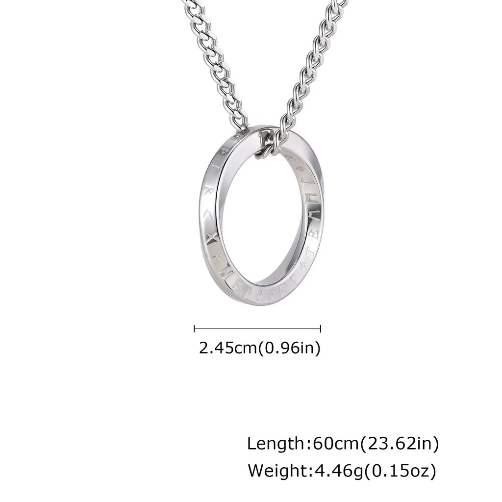 Viking Rune Mobius Pendant Necklace — Stainless Steel