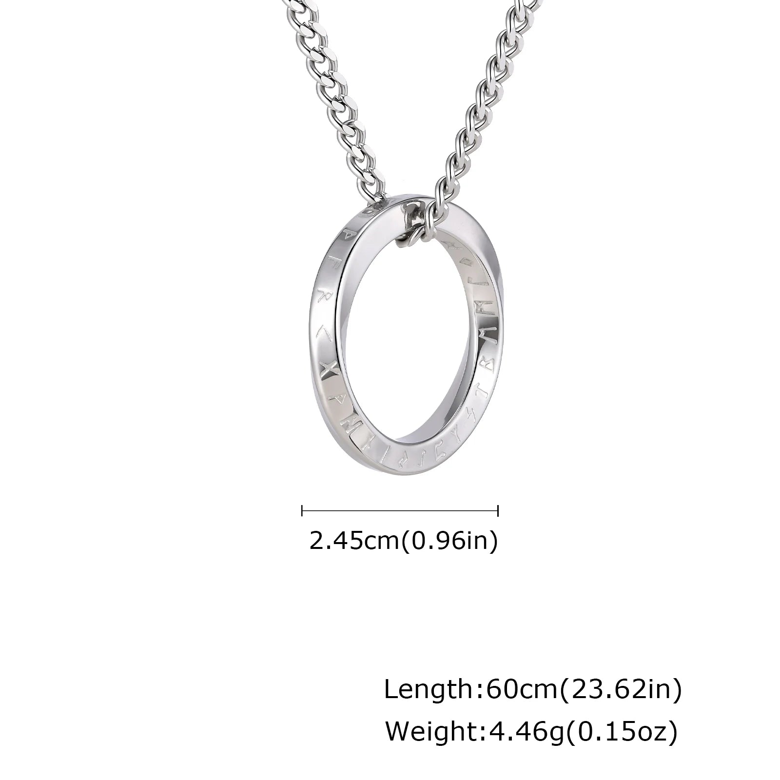 Viking Rune Mobius Pendant Necklace — Stainless Steel
