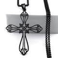 Jesus Cross & Virgin Mary Cutout Necklace — Stainless Steel