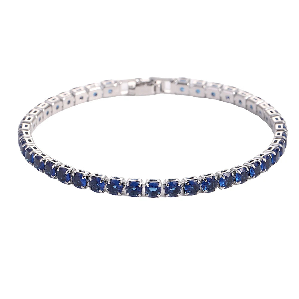 Luxury Hiphop Iced Out 4mm Cubic Zirconia Crystal Tennis Bracelets For Women Men Gold Color Silver Color Bracelet Chain Jewelry