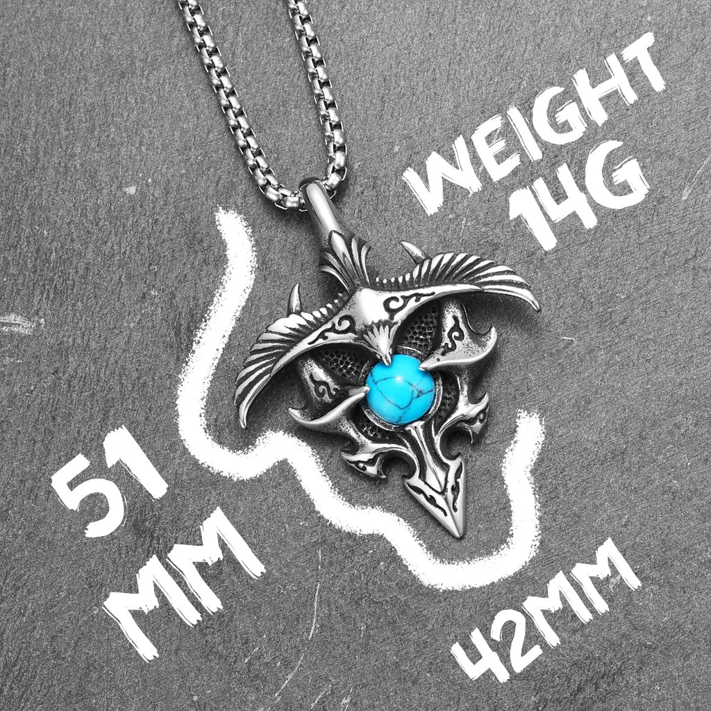 Eagle Pendants Men Green Gem Holy Freedom Necklace 316L Stainless Steel Chain Punk Rock Rap Hip Hop for Male Friend Jewelry Gift