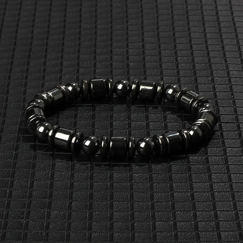 Hematite Therapy Stretch Bracelet — Mixed Metal