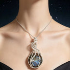 Labradorite Rainbow Moonstone Gemstone Pendant Copper Wire Wrapped Labradorite Jewelry Labradorite Necklace With Chain