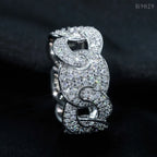 LYEE CYEE Hip Hop Full Pave Chain Wedding Ring R9029! 925 Silver & Moissanite, Dazzling Band for Men & Women, Luxury