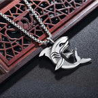 Silver Shark Pendant Necklace Stainless Steel