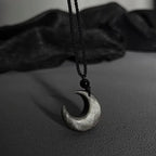 Lucky Crescent Moon Crystal Necklace Natural Stone Pendant Black Obsidian Opal Rope Wrap Necklace Adjustable