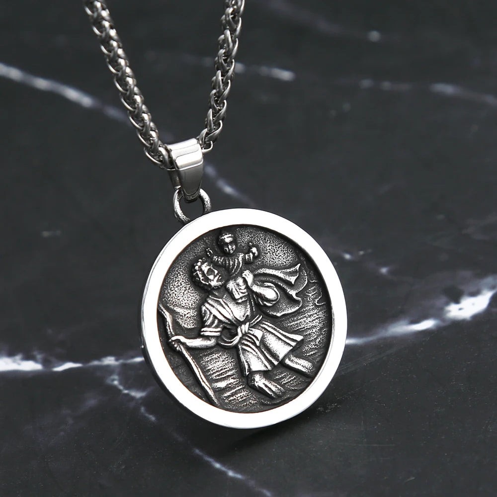 Men Stainless Steel Catholic Patron Saint Pendant Michael St. Michael The Archangel Pendant Necklace Jewelry Gifts Dropshipping