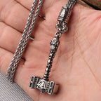 Multi Style Beaded Viking Thor's Hammer Pendant Necklace Stainless Steel Necklace Men Biker Mjolnir Amulet Jewelry