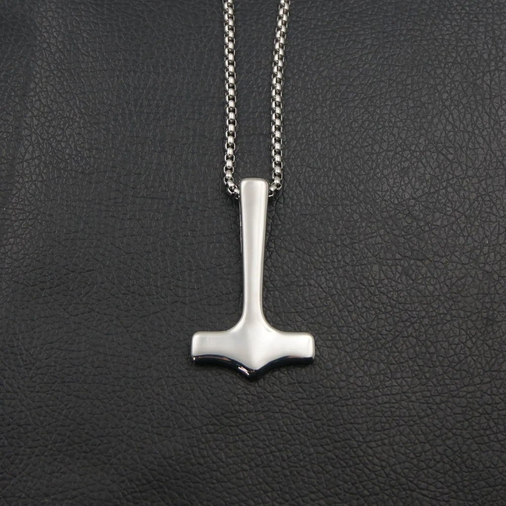 Simple Viking Mjolnir Thor's Hammer Necklace — Stainless Steel