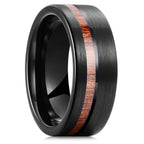 Fashion Silver Color Men's Stainless Steel Rings Koa Wood Deer Antler Inlay Dome Engagement Rings For Men Women Wedding