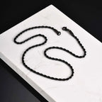 Vnox 2/3/4/5mm Width Black Stainless Steel Twisted Chain Necklaces for Men Women, Unisex Links Collar Minimalist