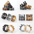 Royal Crown Ring with Red Rhinestones — Stainless Steel