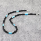Unique Natural Stone Necklace For Men 19 Inches Short Choker Stainless Steel Buckle Square Tiger Eyes Beads Cycling Accessories